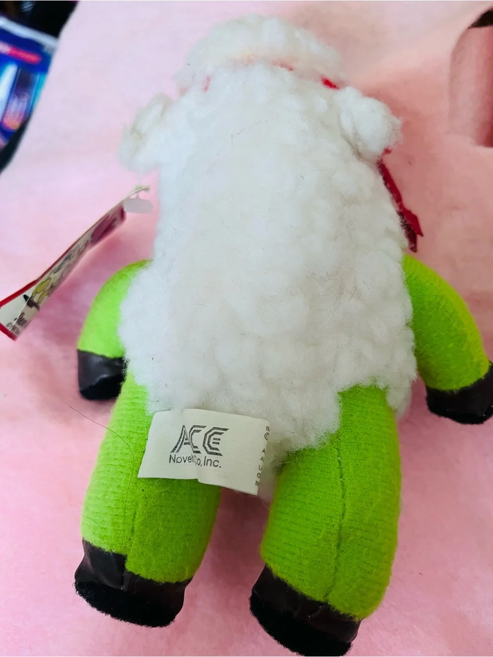 Green Sheep Plush Toy - Vintage Collectible